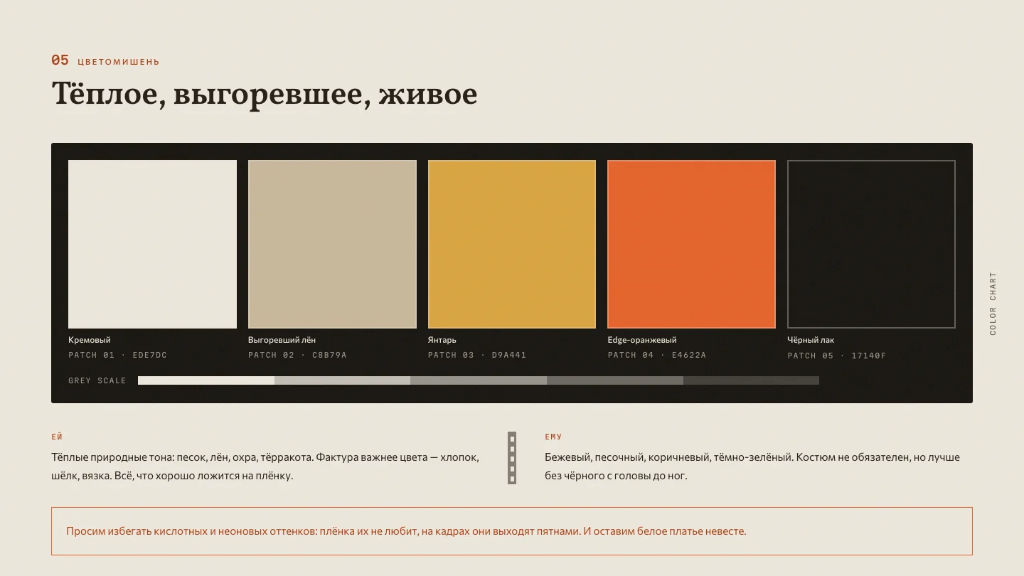 Дресс-код и цветовая палитра