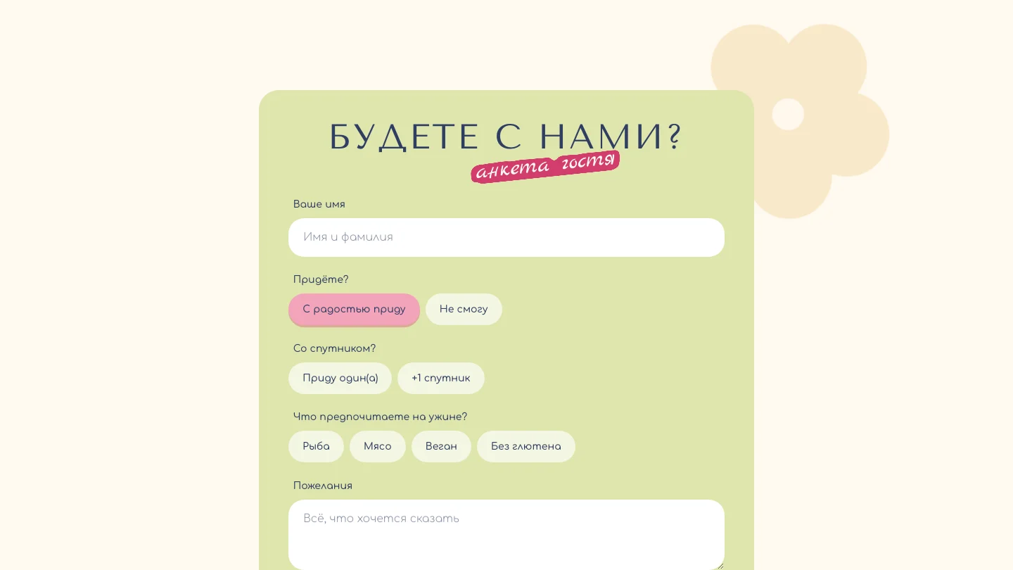 Анкета гостя
