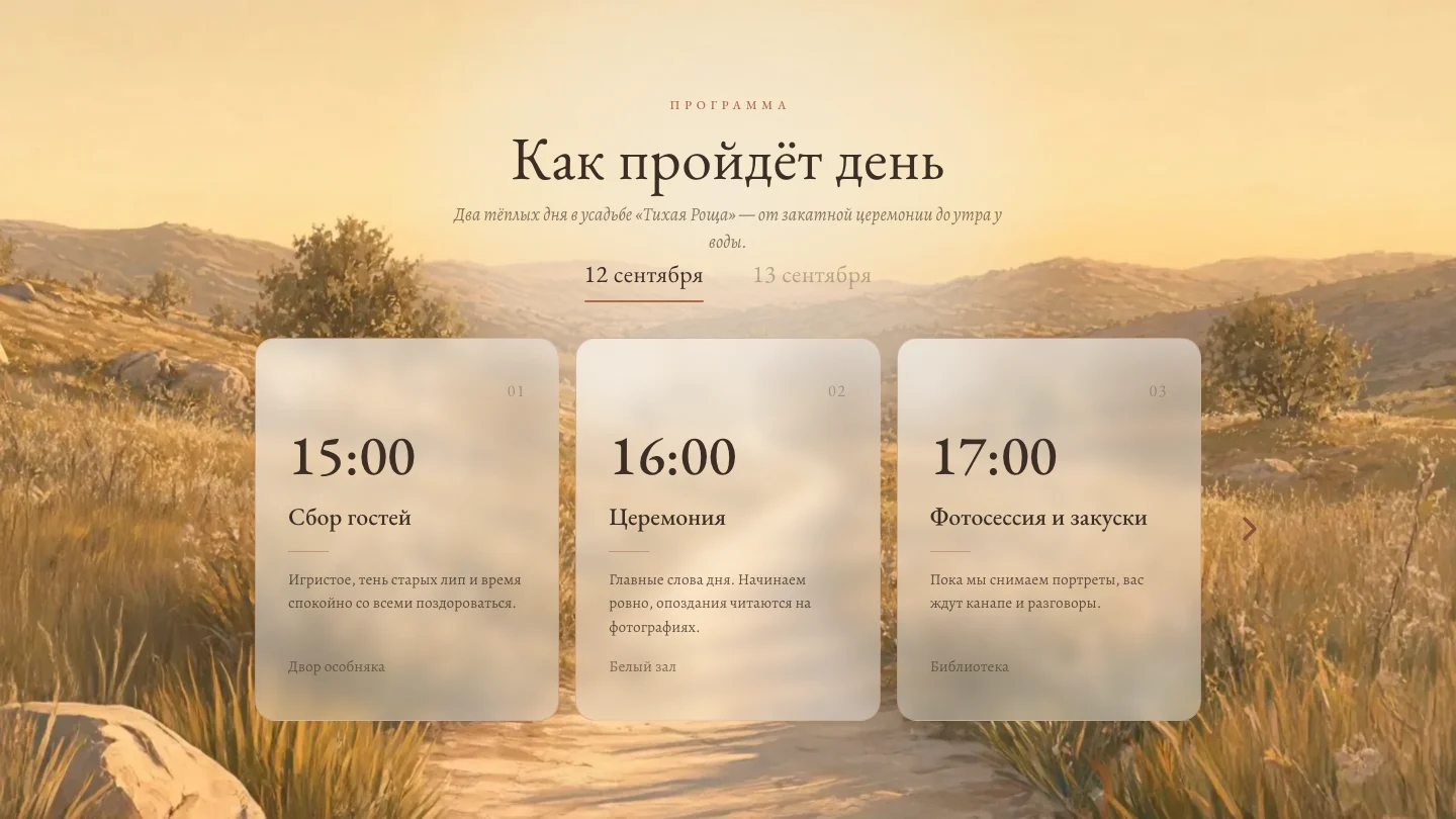 Программа и тайминг дня