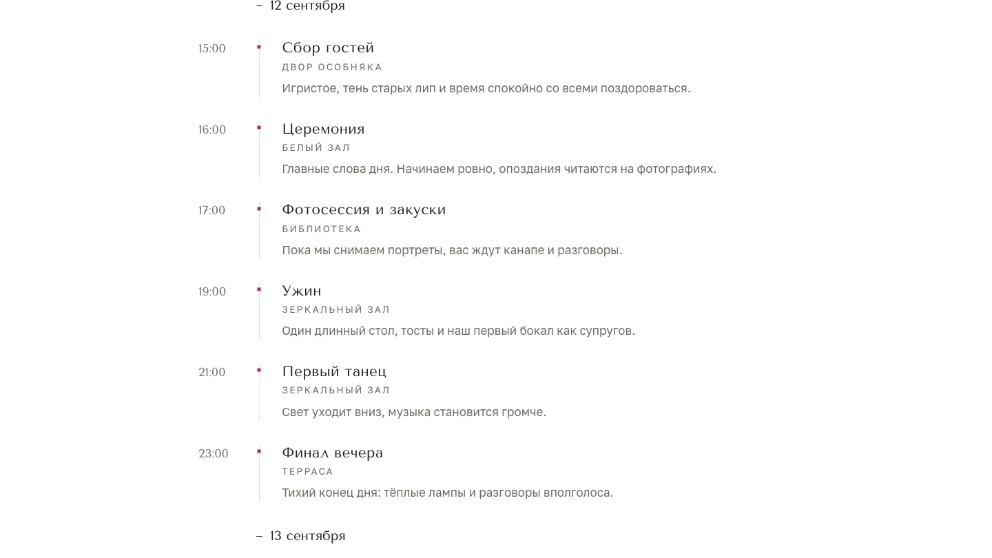 Программа и тайминг дня